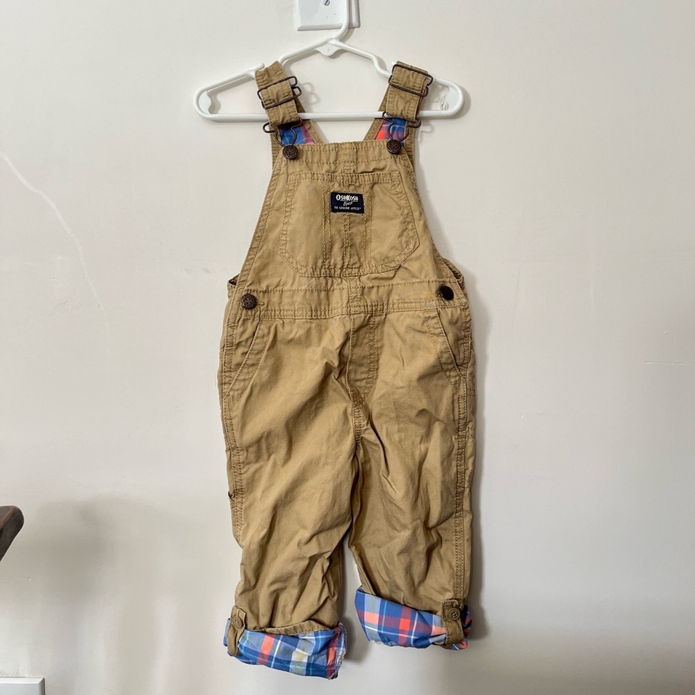OshKosh cargo overalls with pastel plaid accents!
